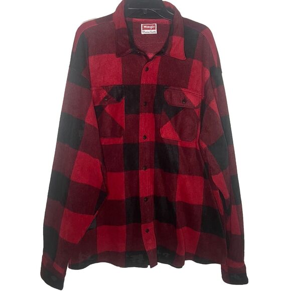 Wrangler Men’s Black And Red Plaid Button Front Shirt Shacket Size 3X - Picture 1 of 7